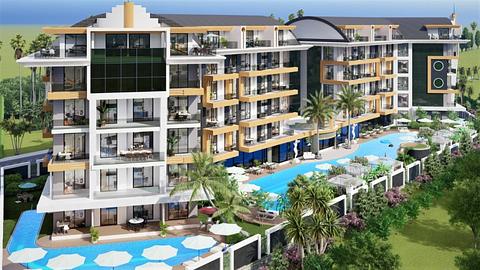 Lejlighed til salg i Alanya Oba med pool og sauna, 1 eller 2 soveværelser