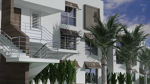 استودیو بزرگ باغچه  در پروژه‌ای تقریباً کامل در بحچلی، کیریمه، قبرس شمالی