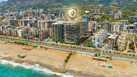 پنت هاوس 4+2 (3+1 و 1+1) خط اول دریا برای فروش در آلانیا با دید کامل دریا
