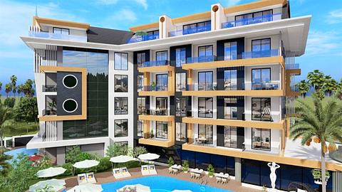 Lejlighed til salg i Alanya Oba med pool og sauna, 1 eller 2 soveværelser