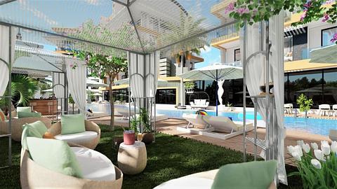 Lejlighed til salg i Alanya Oba med pool og sauna, 1 eller 2 soveværelser