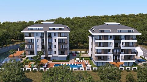 Кімнати в продажу в Кестелі Аланьї з 1-3 спалнями, біля пляжу та басейну