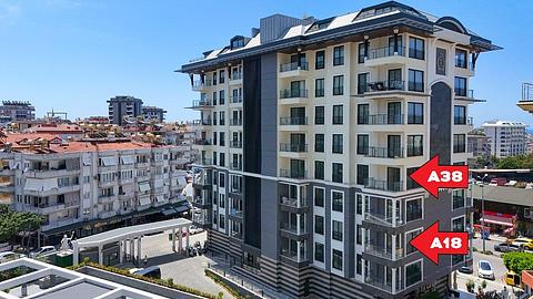 Alanya Central 2 Værelses Lejlighed med Sikkerhed og Pool til Salg